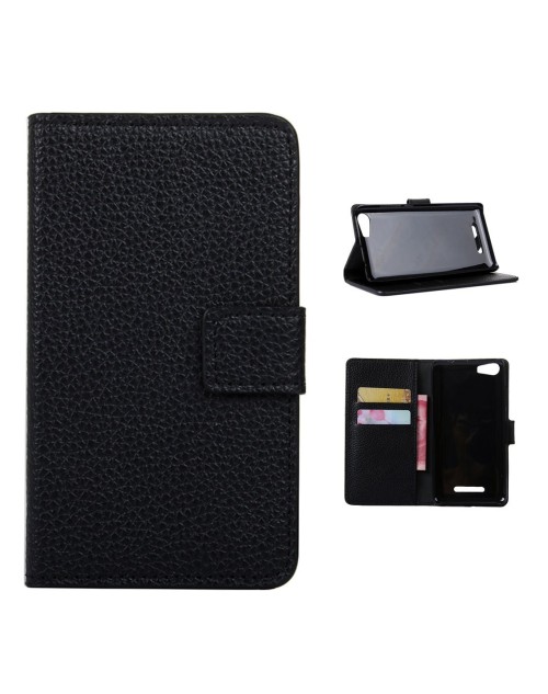 Lenny 2 Pu Leather Book Style Wallet Case with free  Stylus-Black