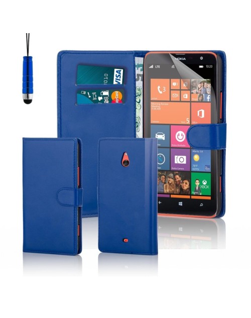 Microsoft Lumia 1320 Pu Leather Book Style Wallet Case with free  Stylus-Blue