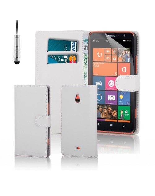 Microsoft Lumia 1320 Pu Leather Book Style Wallet Case with free  Stylus-White