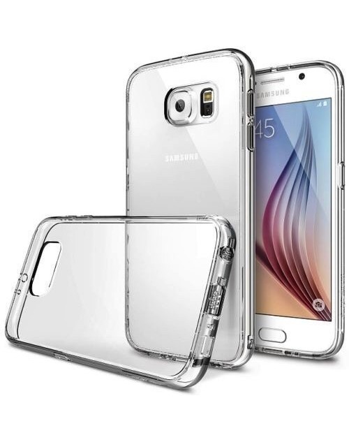 Samung Galaxy S6 Clear Transparent See through Silicon Gel Back Case with Screen Protector-Clear