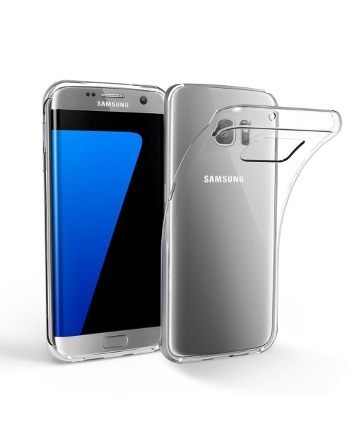 Samung Galaxy S7 Edge Clear Transparent See through Silicon Gel Back Case with Screen Protector-Clear