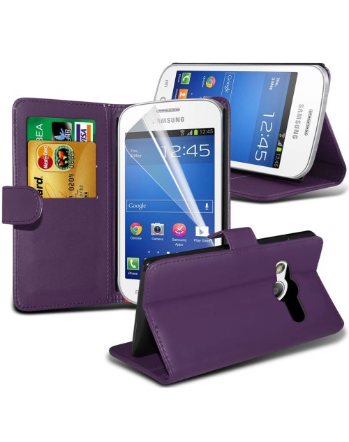 Trend Lite Pu Leather Book Style Wallet Case with free  Stylus-Purple