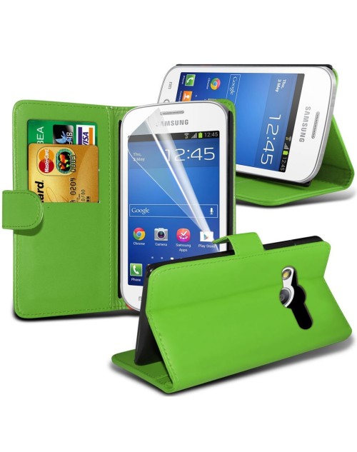 Trend Lite Pu Leather Book Style Wallet Case with free  Stylus-Green